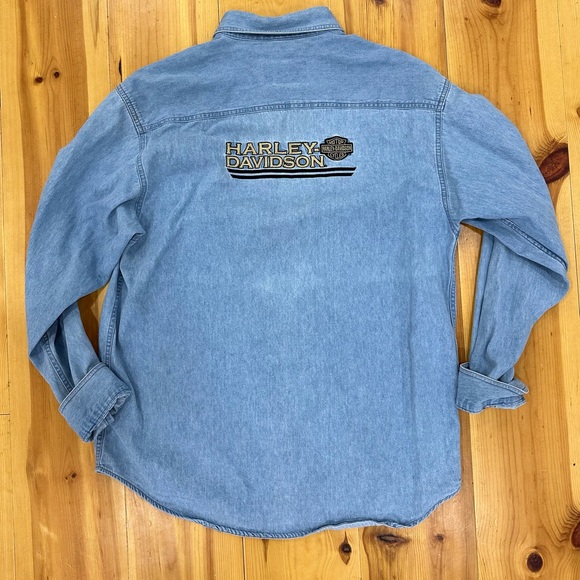 Vintage Harley Davidson Denim Button Down - Size L - Picture 2 of 6